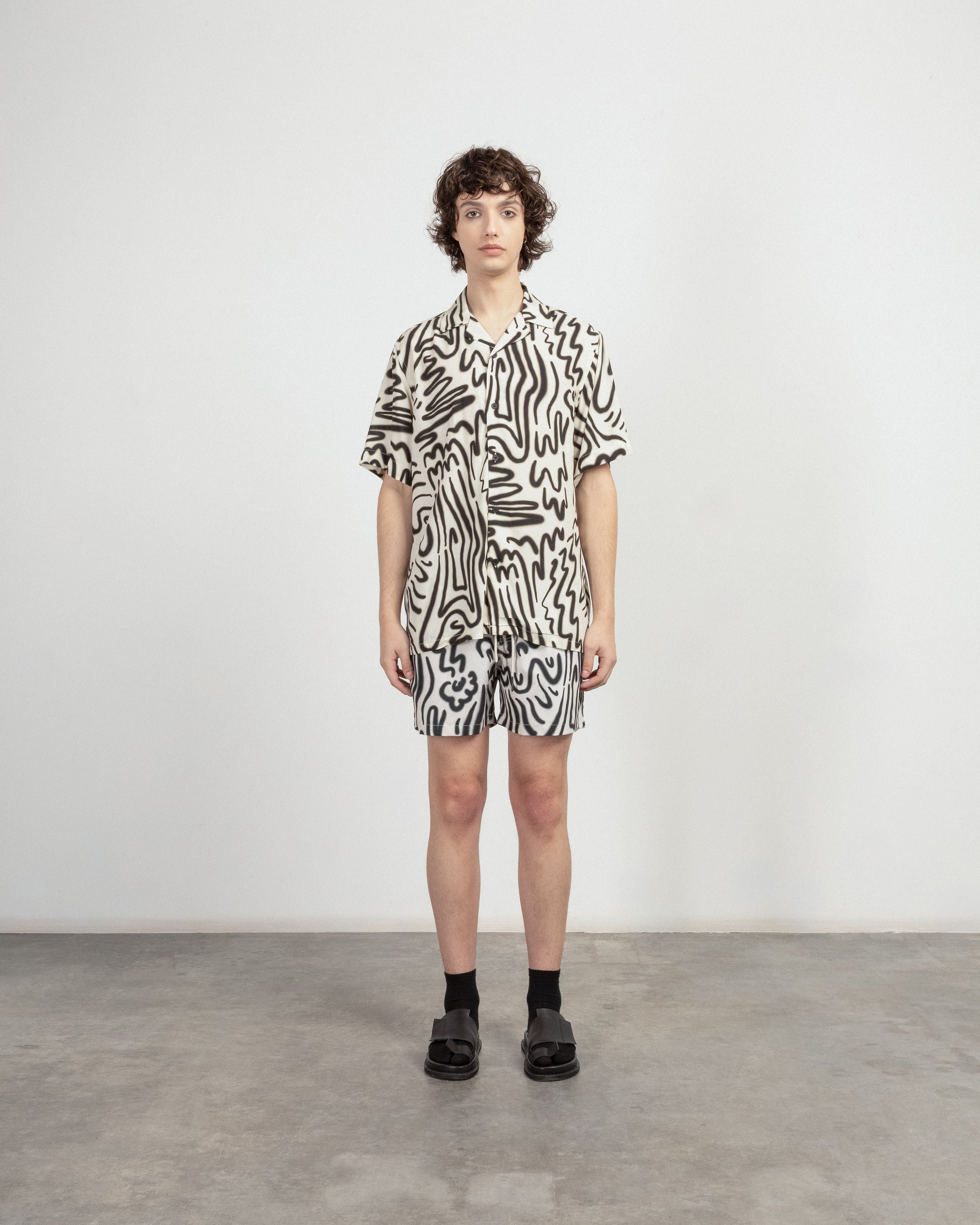 Camisa manga curta OAS 7005-55 Branco/Preto - 12-7005-55-26