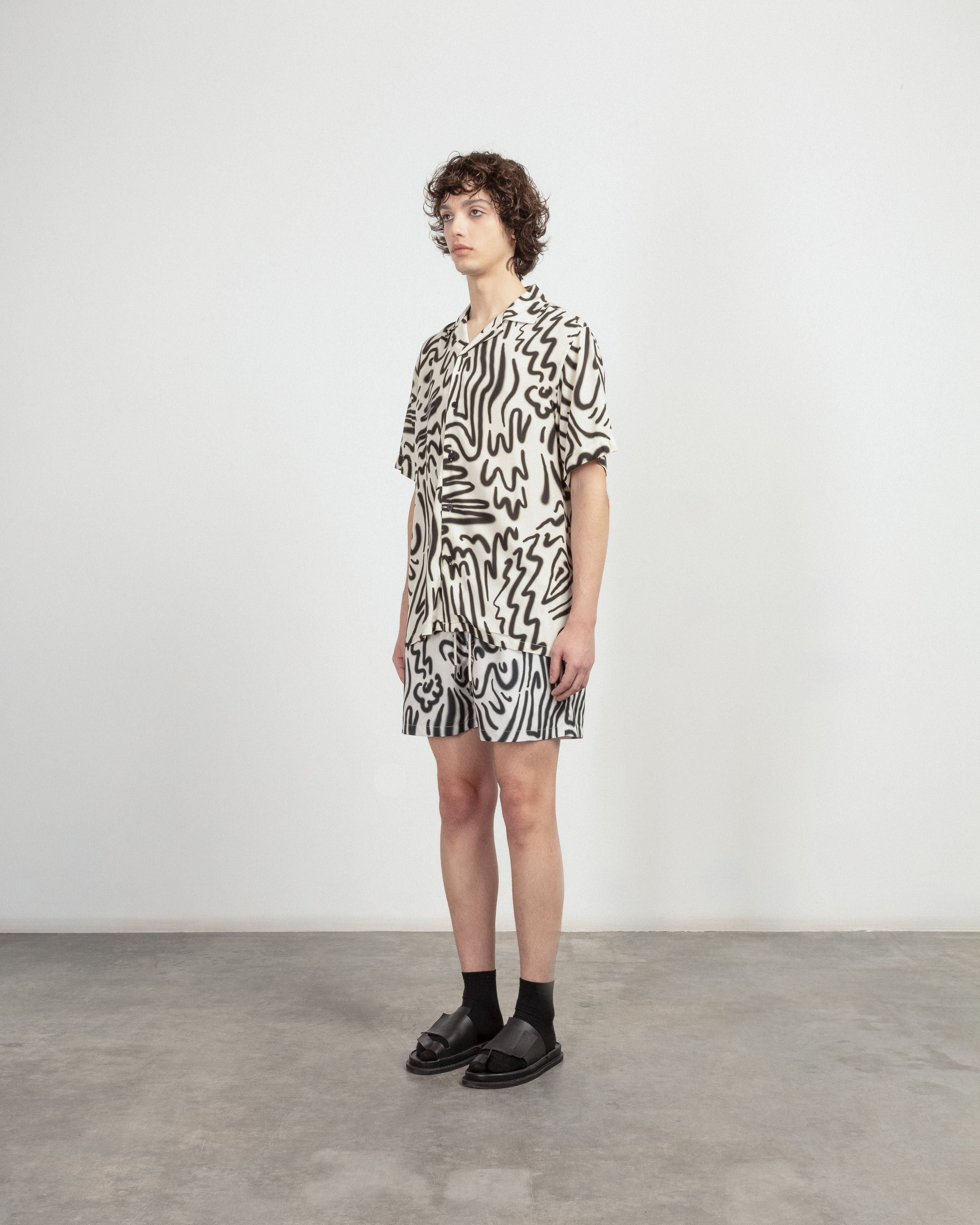 Camisa manga curta OAS 7005-55 Branco/Preto - 12-7005-55-26