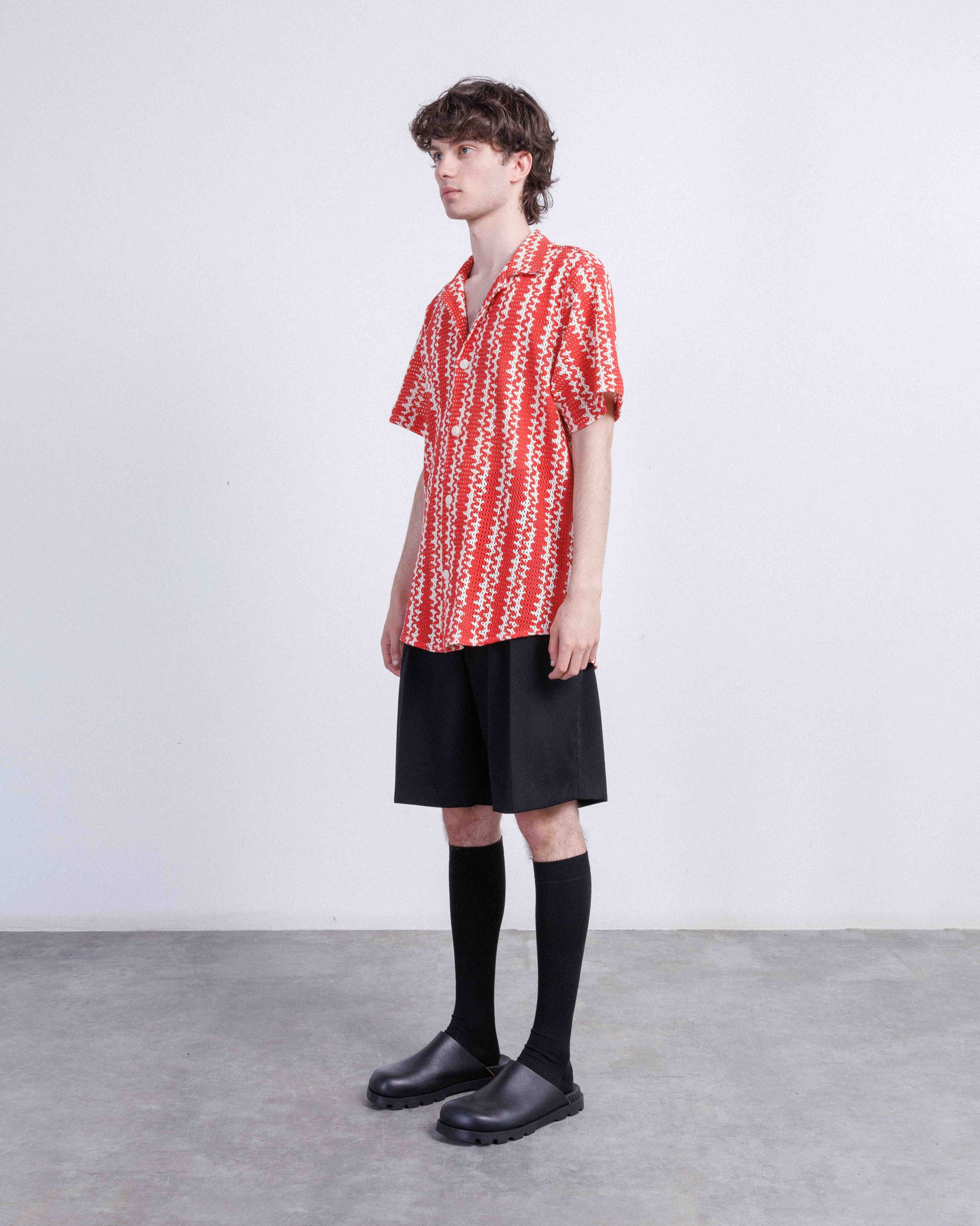OAS RedScribbleCuba Red Short-Sleeve Shirt