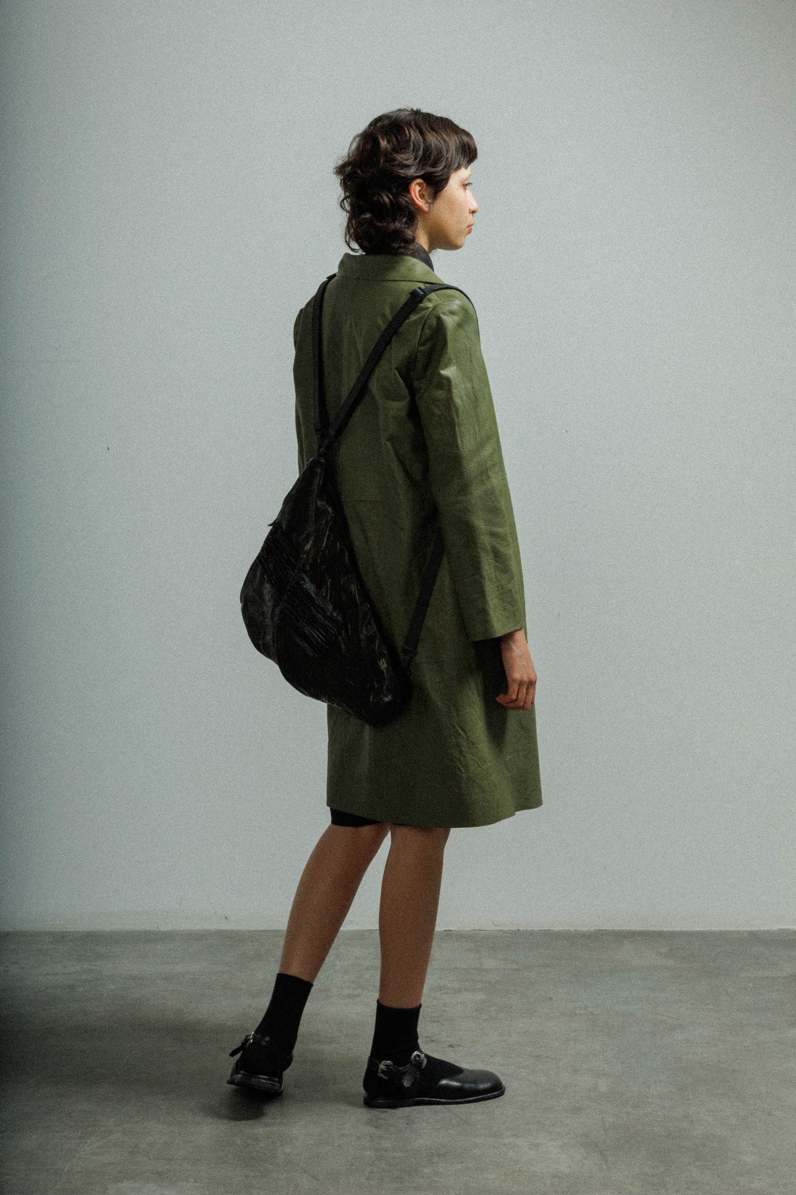 Casaco comprido em pele MUT Sand Verde - 57-SAND-10