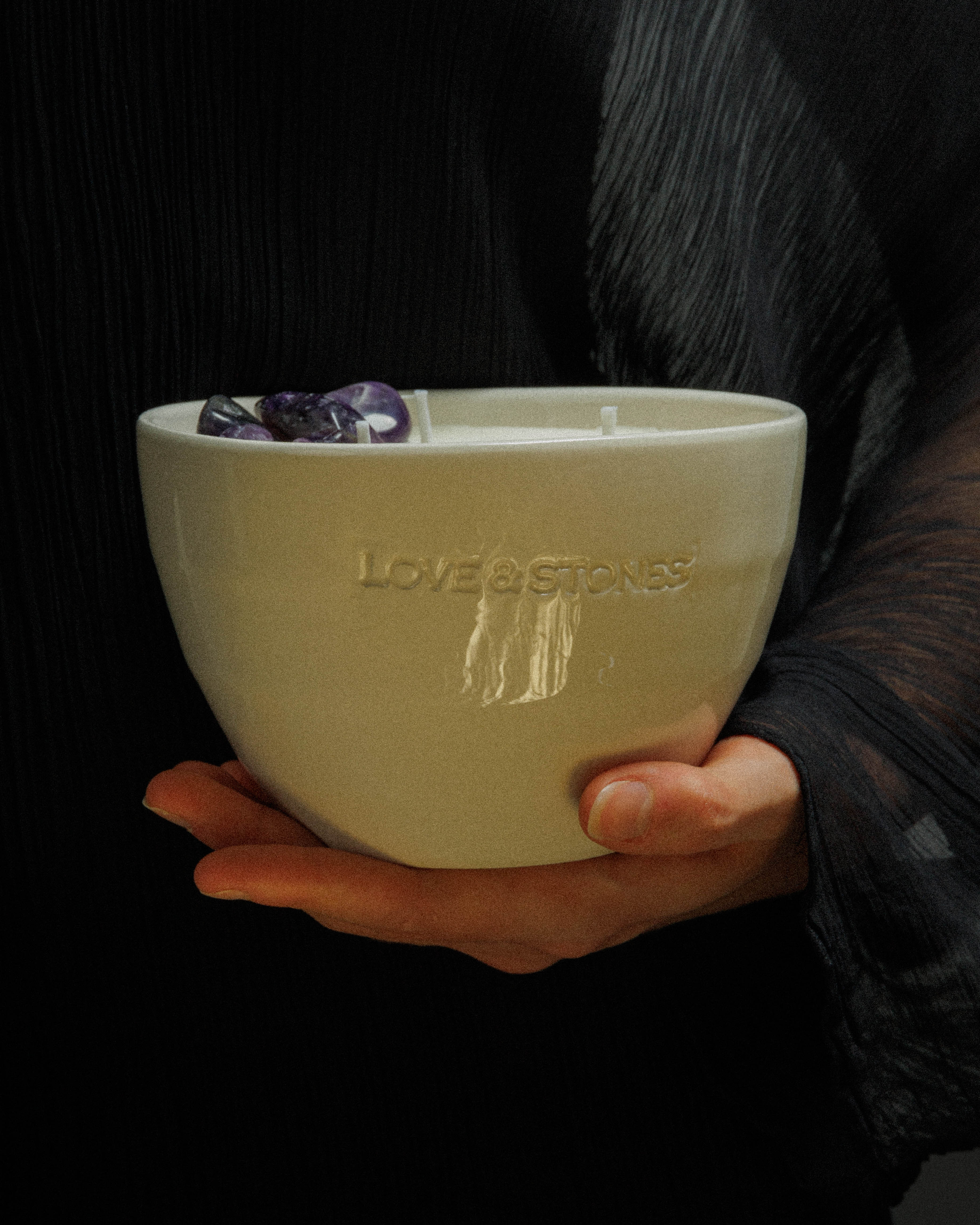 Vela Love & Stones PROTECTIONMediumCrystalCandle Branco - 67-20174-00