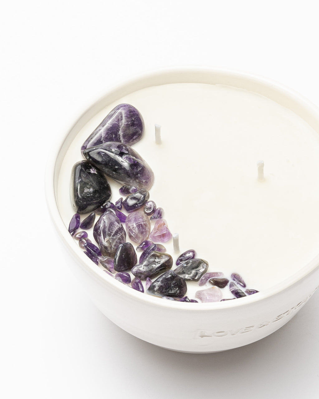 Vela Love & Stones PROTECTIONMediumCrystalCandle Branco - 67-20174-00